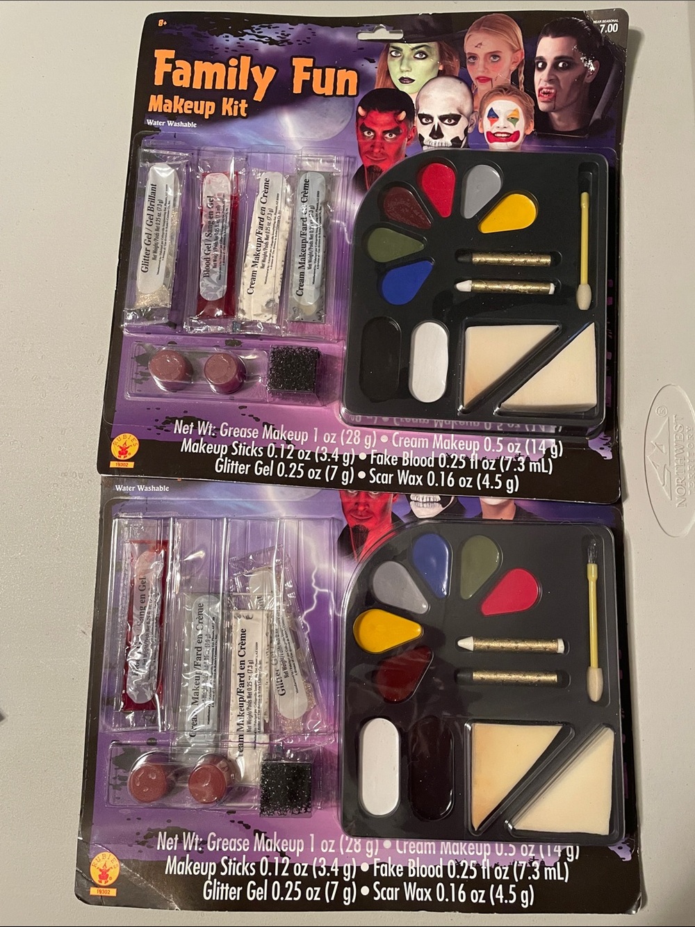Halloween Makeup Kit - Black, Red, White, Yellow, Blue Bundle x2
